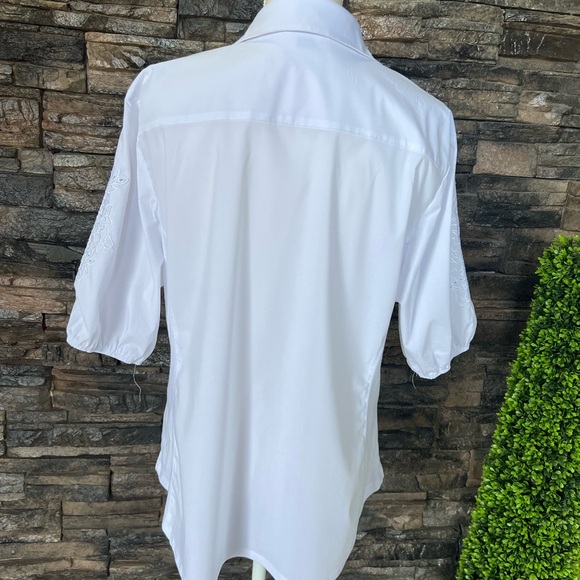 Zac & Rachel Crisp White Button-Down Shirt with Sleeve Embroidery - Picture 2 of 11